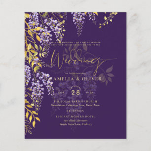Flyer LeahG Purple Gold WISTERIA Floral Wedding INVITE