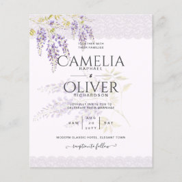 Flyer LeahG Purple WISTERIA Lace Floral Wedding INVITE