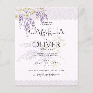 Flyer LeahG Purple WISTERIA Lace Floral Wedding INVITE