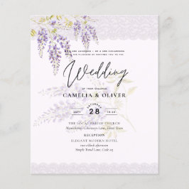 Flyer LeahG Purple WISTERIA Lace Floral Wedding INVITE