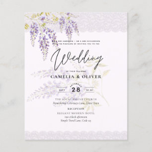 Flyer LeahG Purple WISTERIA Lace Floral Wedding INVITE