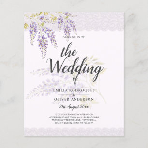 Flyer LeahG Purple WISTERIA Lace Floral Wedding INVITE