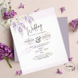 Flyer LeahG Purple WISTERIA Lace Floral Wedding INVITE