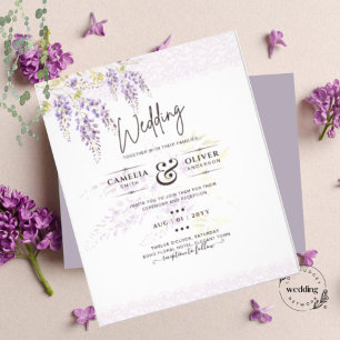 Flyer LeahG Purple WISTERIA Lace Floral Wedding INVITE