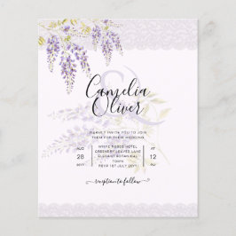 Flyer LeahG Purple WISTERIA Lace Floral Wedding INVITE