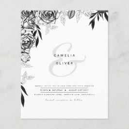 Flyer LeahG Rosas blancos negros Boda de presupuesto INV