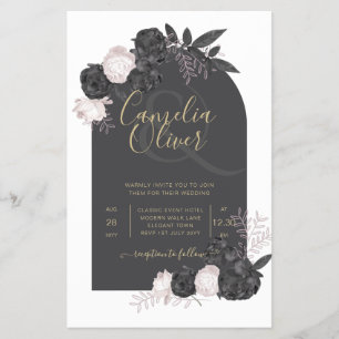 Flyer LeahG Roses rosados grises boda de invierno otoño