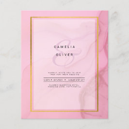 Flyer LeahG Rubor Pink Gold INK Ombre Wedding INVITE
