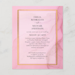 Flyer LeahG Rubor Pink Gold INK Ombre Wedding INVITE