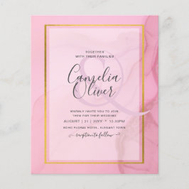 Flyer LeahG Rubor Pink Gold INK Ombre Wedding INVITE