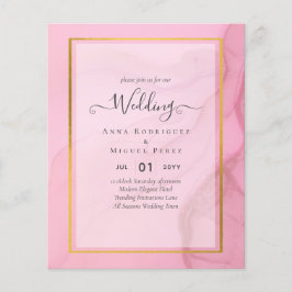 Flyer LeahG Rubor Rosa Oro INK Ombre Boda INVITACIÓN