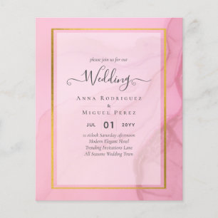 Flyer LeahG Rubor Rosa Oro INK Ombre Boda INVITACIÓN