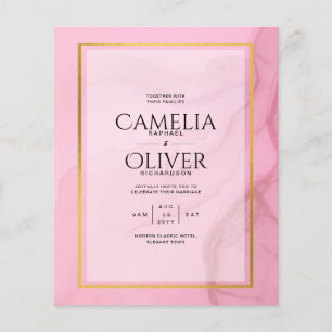 Flyer LeahG Rubor Rosa Oro INK Ombre Boda INVITACIÓN