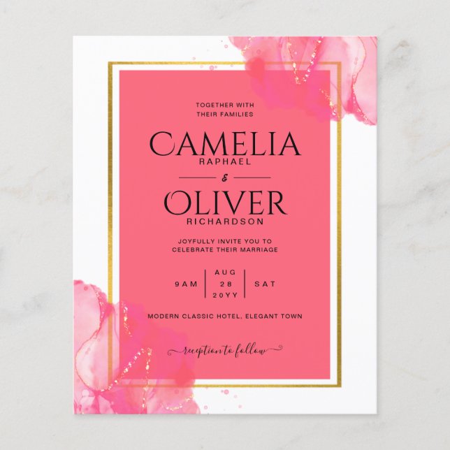 Flyer LeahG Salmón ROSADO ORO BODA Tinta de Alcohol (Frente)