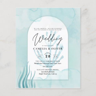 Flyer LeahG Sea Glass Ocean Coral Turquoise Blue INVITE