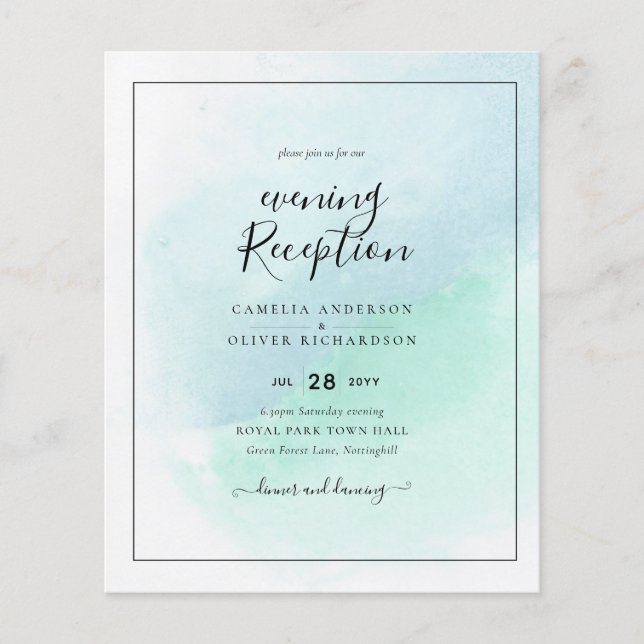 Flyer LeahG Sea Glass Turquoise Verde azulado Blue Weddi (Frente)