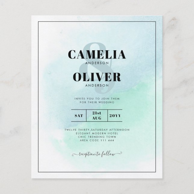 Flyer LeahG Sea Glass Turquoise Verde azulado Blue Weddi (Frente)