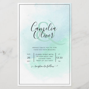 Flyer LeahG Sea Glass Turquoise Verde azulado Blue Weddi