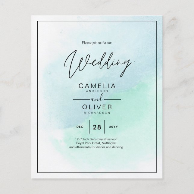 Flyer LeahG Sea Glass Turquoise Verde azulado Blue Weddi (Frente)