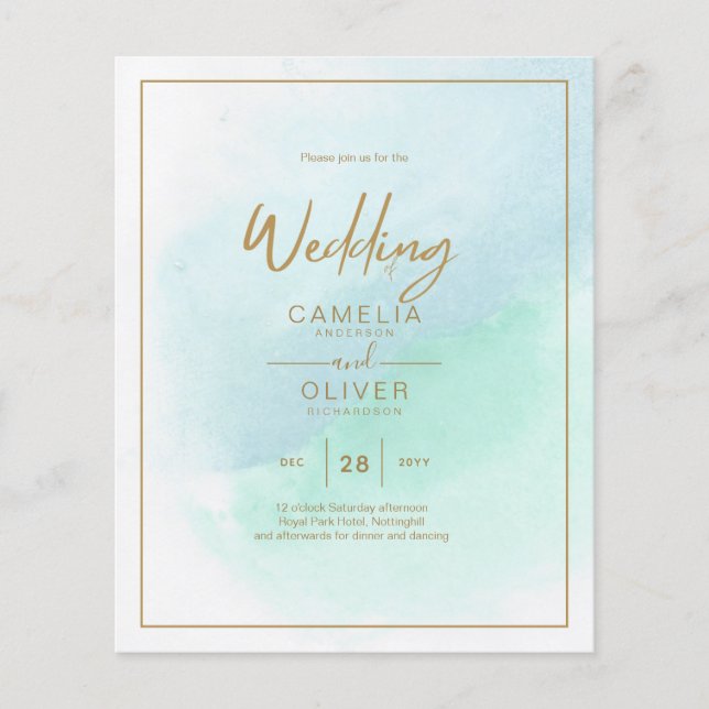 Flyer LeahG Sea Glass Turquoise Verde azulado Blue Weddi (Frente)