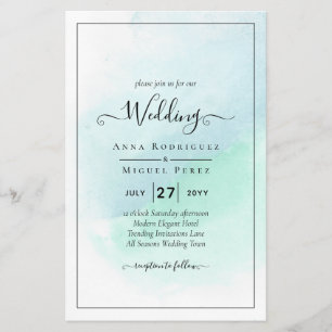 Flyer LeahG Sea Glass Turquoise Verde azulado Blue Weddi