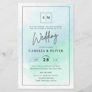 Flyer LeahG Sea Glass Turquoise Verde azulado Blue Weddi