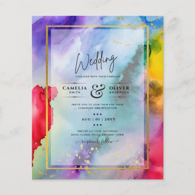 Flyer LeahG Tinta de inVITACIÓN DE BODA DE ORGULLO DE LL (Frente)