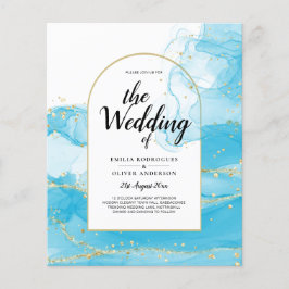 Flyer LeahG Turquoise Gold Aqua Blue Wedding INVITE