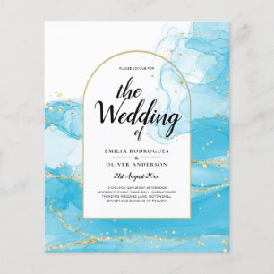 Flyer LeahG Turquoise Gold Aqua Blue Wedding INVITE
