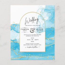 Flyer LeahG Turquoise Gold Aqua Blue Wedding INVITE