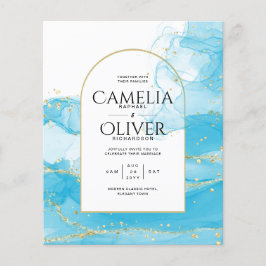 Flyer LeahG Turquoise Gold Aqua Blue Wedding INVITE