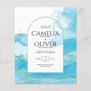 Flyer LeahG Turquoise Gold Aqua Blue Wedding INVITE
