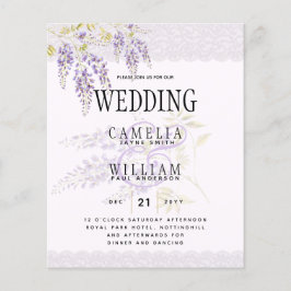 Flyer LeahG WISTERIA Morado Encaje Floral INVITACIÓN de