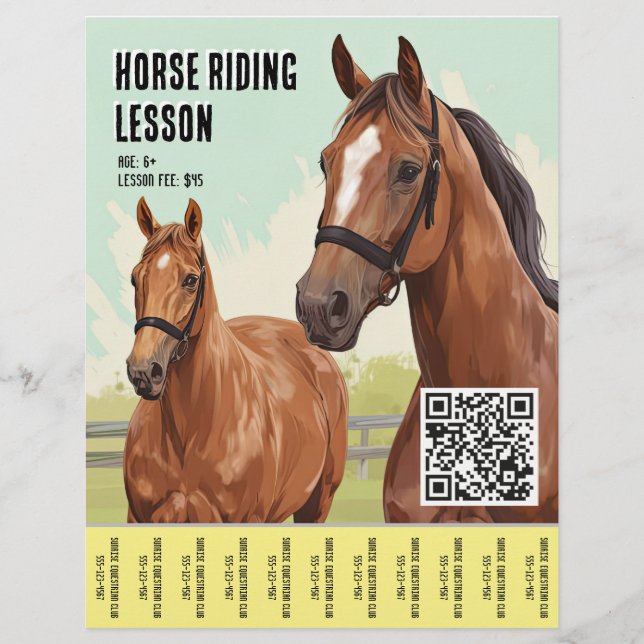 Flyer Lección mínima de equitación con código QR (Frente)