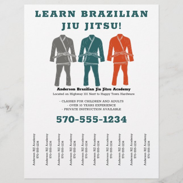 Flyer Lecciones brasileñas de Jiu Jitsu BJJ sacan tiras (Frente)
