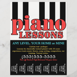 Flyer Lecciones de piano. Tutor de música.Personalizable