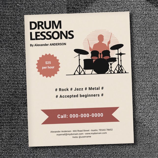 Flyer Lecciones de tambor (Drum Lessons Flyer)
