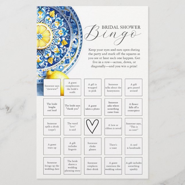 Flyer Lemon Tema Bridal Shower Bingo (Frente)