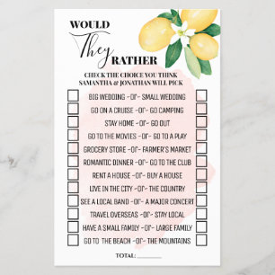 Flyer Lemones Rosados Prefieren Duchar Tarjeta De Juego