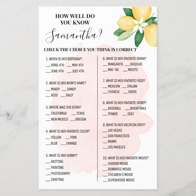 Flyer Lemones rosados ¿Qué tan bien conoces la tarjeta d (Frente)