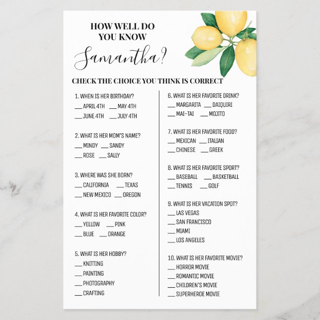 Flyer Lemons ¿Qué tan bien conoces la tarjeta de juego d (Frente)