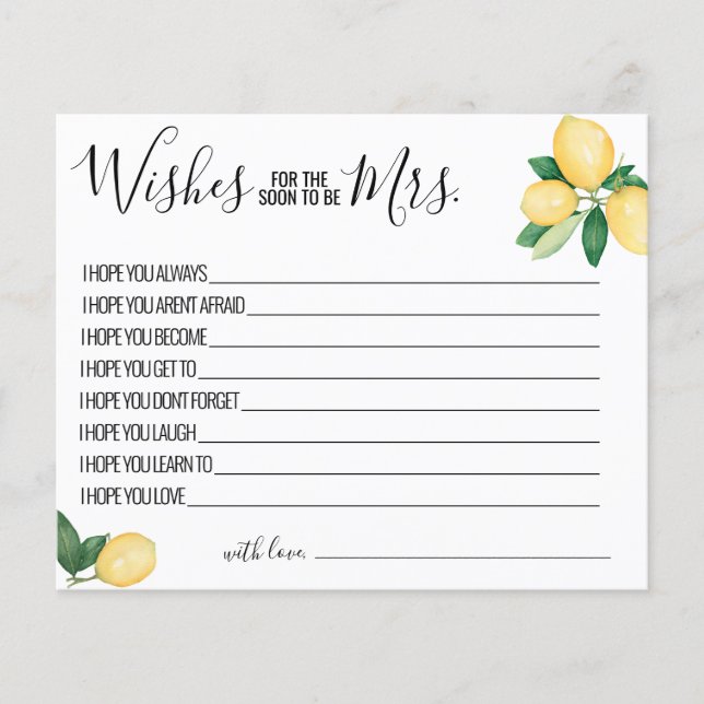 Flyer Lemons quiere que pronto sea la tarjeta de la Sra. (Frente)