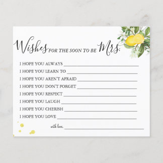 Flyer Lemony desea que pronto sea la tarjeta de la Sra.