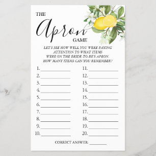 Flyer Lemony La tarjeta de juego Apron Bridal
