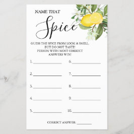 Flyer Lemony Name that Spice Bridal ducha con tarjeta de