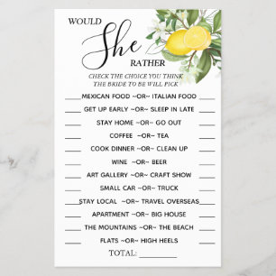 Flyer Lemony Prefiere duchar la tarjeta de juegos