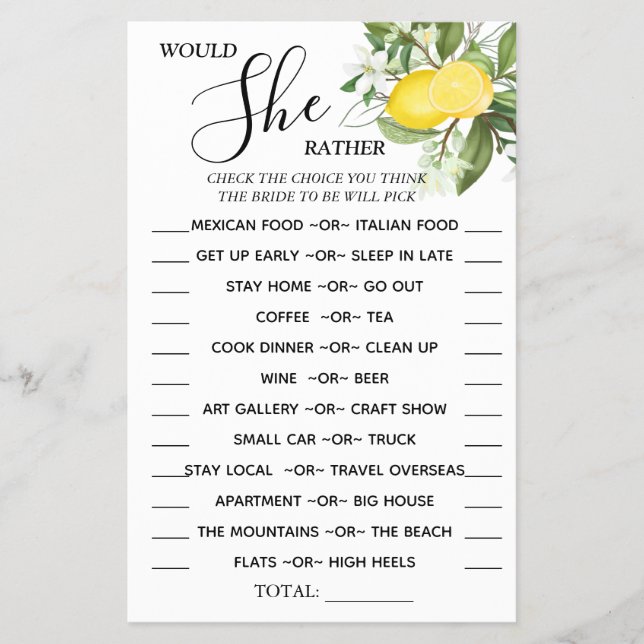 Flyer Lemony Prefiere duchar la tarjeta de juegos (Frente)