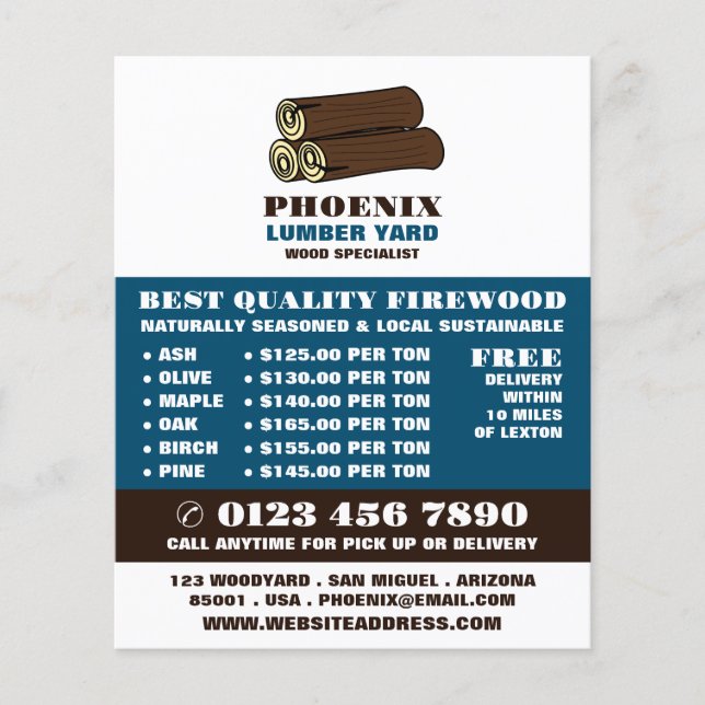 Flyer Leñetes de madera, Anuncio de huerta de madera/mad (Frente)