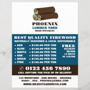 Flyer Leñetes de madera, Anuncio de huerta de madera/mad