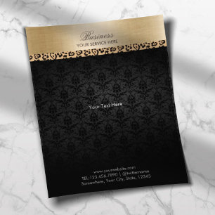 Flyer Leopard Striped Dark Damask Gold Border Salon Spa